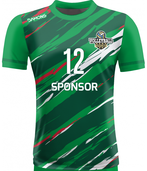 koszulka siatkarska omega 17 zielono-biało-czerwona, sublimacja, szybkoschnąca do hali