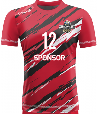 koszulka siatkarska omega 17 czerwono-czarno-biała, sublimacja, szybkoschnąca do hali