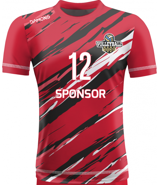 koszulka siatkarska omega 17 czerwono-czarno-biała, sublimacja, szybkoschnąca do hali