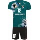 strój siatkarski defender pro pn junior zielono-niebiesko-czarny z pełną sublimacją do szkół