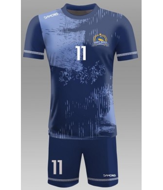 strój siatkarski męski omega 10 niebieski, nowoczesny komplet meczowy do siatkówki halowej