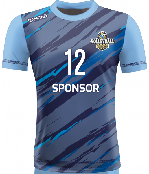 koszulka siatkarska omega 17 szaro-błękitna, sublimacja, szybkoschnąca do siatkówki halowej