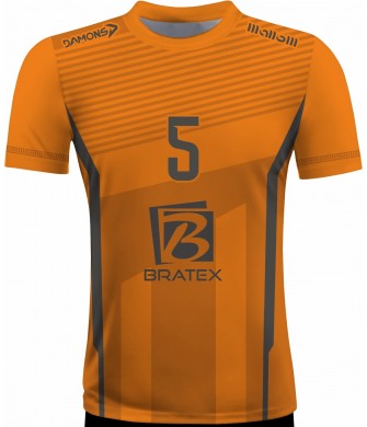 koszulka siatkarska omega 11 junior pomarańczowo-czarna, sublimacja, szybkoschnąca do siatkówki halowej