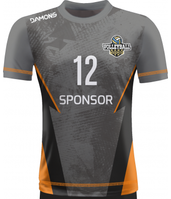 koszulka siatkarska omega 18 szaro-pomarańczowa, sublimacja, szybkoschnąca do hali