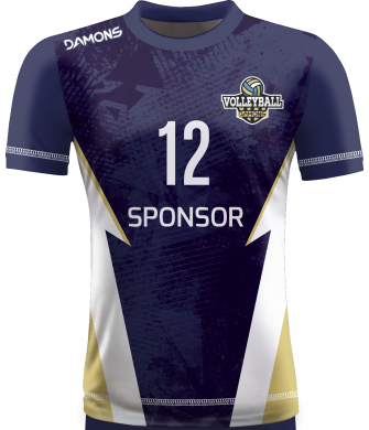 koszulka siatkarska omega 18 junior granatowo-biało-złota, sublimacja, premium do siatkówki halowej