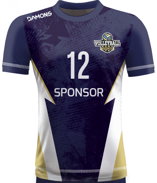 koszulka siatkarska omega 18 junior granatowo-biało-złota, sublimacja, premium do siatkówki halowej