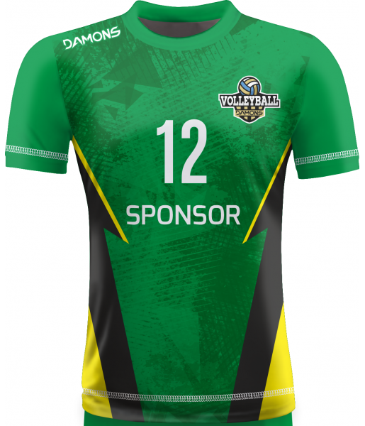 koszulka siatkarska omega 18 zielono-czarno-żółta, sublimacja, szybkoschnąca do hali
