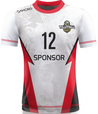 koszulka siatkarska omega 18 biało-czerwono-czarna, sublimacja, szybkoschnąca do hali