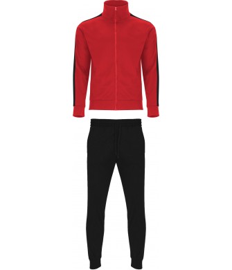 Dres Treningowy Creta Junior Czerwono-Czarny z czerwoną bluzą i czarnymi spodniami do nadruku