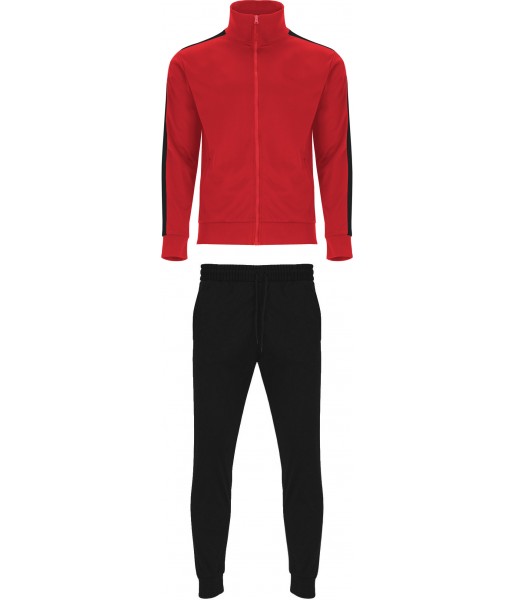 Dres Treningowy Creta Junior Czerwono-Czarny z czerwoną bluzą i czarnymi spodniami do nadruku