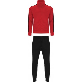 Dres Treningowy Creta Junior Czerwono-Czarny z czerwoną bluzą i czarnymi spodniami do nadruku