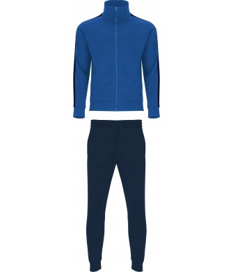 Dres Treningowy Creta Niebiesko-Granatowy z niebieską bluzą i granatowymi spodniami, komplet sportowy do nadruku