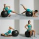 Czarna piłka fitness Meteor 75 cm Anti-Burst z pompką nożną
