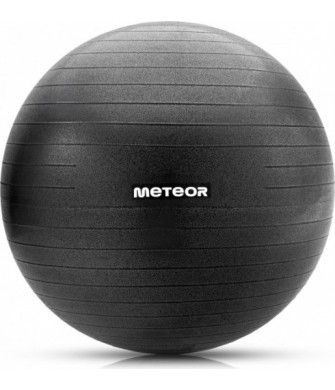 Czarna piłka fitness Meteor 55 cm Anti-Burst z pompką nożną