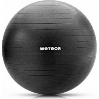 Czarna piłka fitness Meteor 55 cm Anti-Burst z pompką nożną