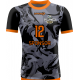 koszulka siatkarska Omega 22 Junior czarno-szaro-pomarańczowa, sublimowany model juniorski z personalizacją