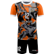 strój siatkarski Omega 22 Junior pomarańczowo-czarno-szary, sublimowany komplet koszulki i spodenek