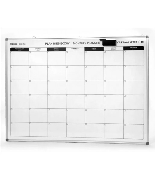Tablica planer miesięczny Yakima 120 * 90 cm dwustronna magnetyczna biała