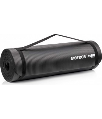 Czarna mata treningowa Meteor NBR 15 mm 182 * 62 cm zwijana do ćwiczeń