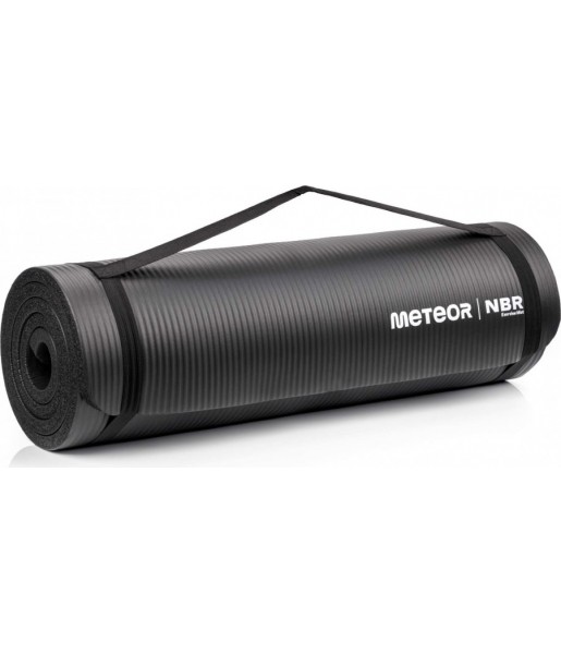 Czarna mata treningowa Meteor NBR 15 mm 182 * 62 cm zwijana do ćwiczeń