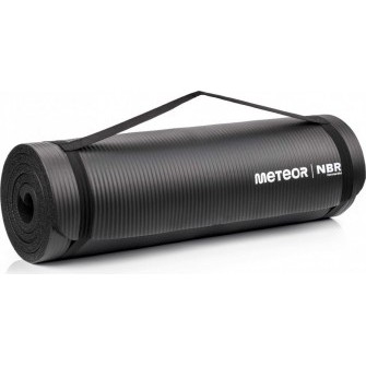 Czarna mata treningowa Meteor NBR 15 mm 182 * 62 cm zwijana do ćwiczeń