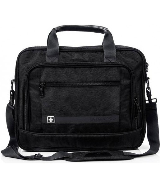 Czarna torba na ramię SwissBags Lausanne 15 l z komorą na laptopa