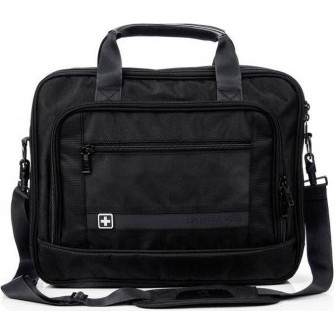 Czarna torba na ramię SwissBags Lausanne 15 l z komorą na laptopa