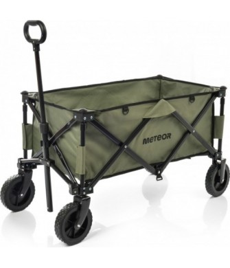 Ciemnozielony składany wózek transportowy Meteor X-300 130 l z wysuwaną rączką