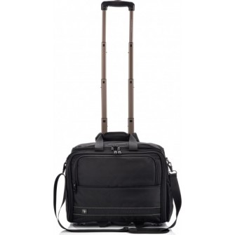 Czarna torba podróżna na kółkach SwissBags A320 30 l z rączką teleskopową