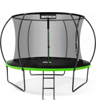 Czarno-zielona trampolina ogrodowa Meteor TRP-10FT 305 cm z siatką i drabinką