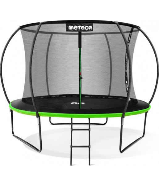 Czarno-zielona trampolina ogrodowa Meteor TRP-10FT 305 cm z siatką i drabinką