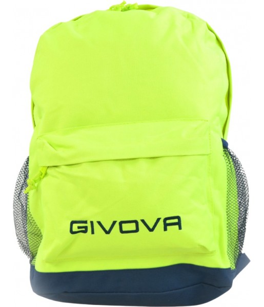 Plecak sportowy Givova Zaino Scuola 21,7 l żółty fluo z przednią kieszenią, bocznymi kieszeniami z siatki i regulowanymi szelkam