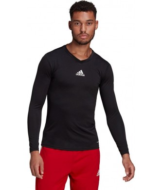 Czarna koszulka termoaktywna męska Adidas Team Base Tee z długim rękawem i technologią AEROREADY do treningu piłkarskiego