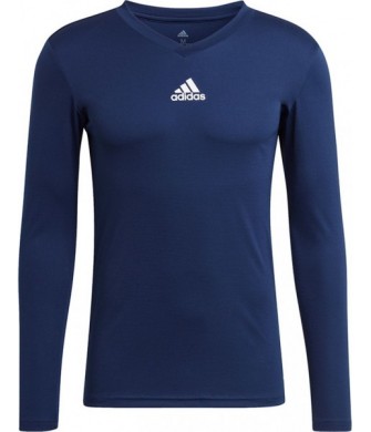 Granatowa koszulka termoaktywna męska Adidas Team Base Tee z długim rękawem i technologią AEROREADY do treningu piłkarskiego