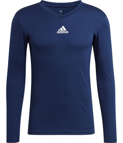 Granatowa koszulka termoaktywna męska Adidas Team Base Tee z długim rękawem i technologią AEROREADY do treningu piłkarskiego