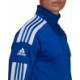 Niebieska bluza treningowa męska Adidas Squadra 21 Training Top z krótkim zamkiem, stójką, białymi paskami i technologią AEROREA