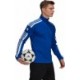 Niebieska bluza treningowa męska Adidas Squadra 21 Training Top z krótkim zamkiem, stójką, białymi paskami i technologią AEROREA