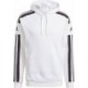 Biała bluza męska Adidas Squadra 21 Sweat Hoody z kapturem, czarnymi paskami i kieszenią kangurką