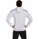 Biała bluza męska Adidas Squadra 21 Sweat Hoody z kapturem, czarnymi paskami i kieszenią kangurką