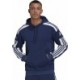 Granatowa bluza męska z kapturem Adidas Squadra 21 Sweat Hoody Team Navy Blue z kieszenią kangurką, białymi paskami i regulowany