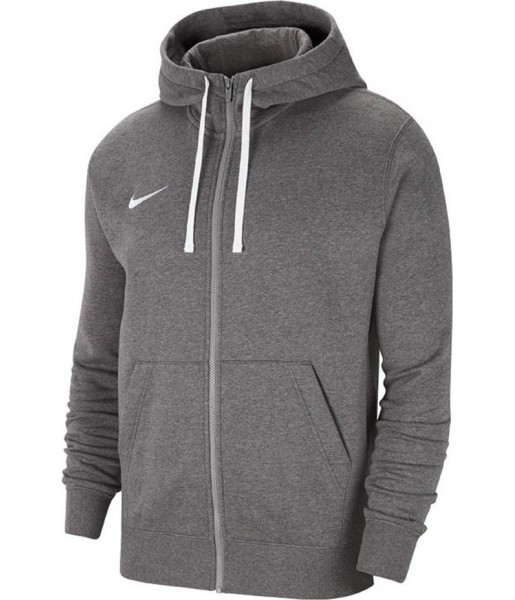 Ciemnoszara bluza męska Nike Park 20 Fleece rozpinana z kapturem, pełnym zamkiem, białym logo i sznurkami Nike