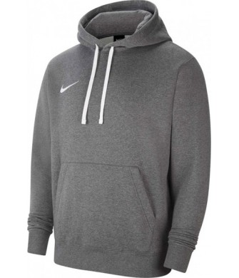 Szara bluza męska z kapturem Nike Team Club 20 Hoodie z kieszenią kangurką, regulowanym kapturem, białymi sznurkami i logo Nike