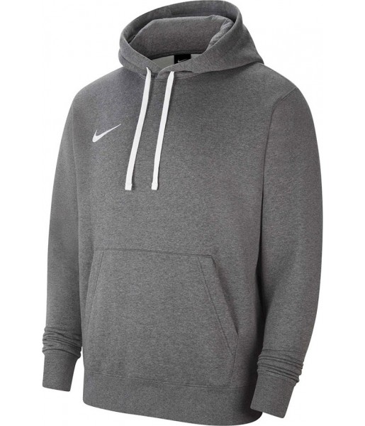 Szara bluza męska z kapturem Nike Team Club 20 Hoodie z kieszenią kangurką, regulowanym kapturem, białymi sznurkami i logo Nike