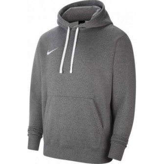 Szara bluza męska z kapturem Nike Team Club 20 Hoodie z kieszenią kangurką, regulowanym kapturem, białymi sznurkami i logo Nike