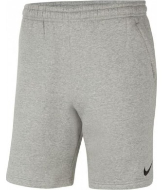 Jasnoszare spodenki sportowe męskie Nike Park 20 Fleece z ciemnym logo, elastycznym pasem i bocznymi kieszeniami na zamek