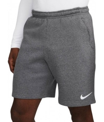 Ciemnoszare spodenki sportowe męskie Nike Park 20 Fleece z białym logo, elastycznym pasem i bocznymi kieszeniami na zamek