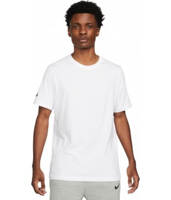 Biała koszulka bawełniana męska Nike Park 20 Tee CZ0881 100 z krótkim rękawem, okrągłym dekoltem i małym logo Nike na rękawie