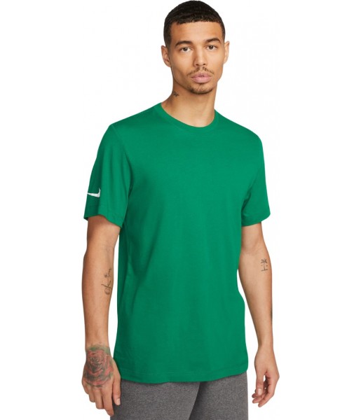 Zielona koszulka bawełniana męska Nike Park 20 Tee CZ0881 302 z krótkim rękawem, okrągłym dekoltem i małym logo Nike na rękawie