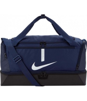 Granatowa torba sportowa Nike Academy Team M Hardcase 37 l ze sztywnym dnem, oddzielną dolną komorą i regulowanym paskiem na ram