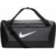 Szaro-czarna torba Nike Brasilia Duffel S 41 l z osobną komorą na buty i białym logo Nike